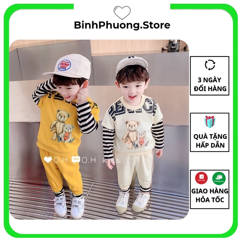 Bộ đồ thu đông dài tay cho bé gấu DOMREBEL 1 2 3 4 5 tuổi 8 đến 20 kg  Binhphuong.store