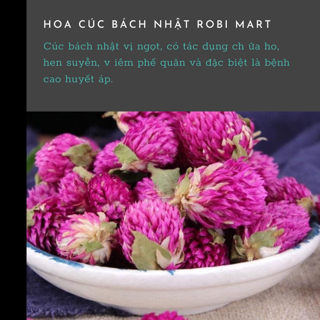 Hoa cúc bách nhật tím Robimart sấy lạnh 50 gram