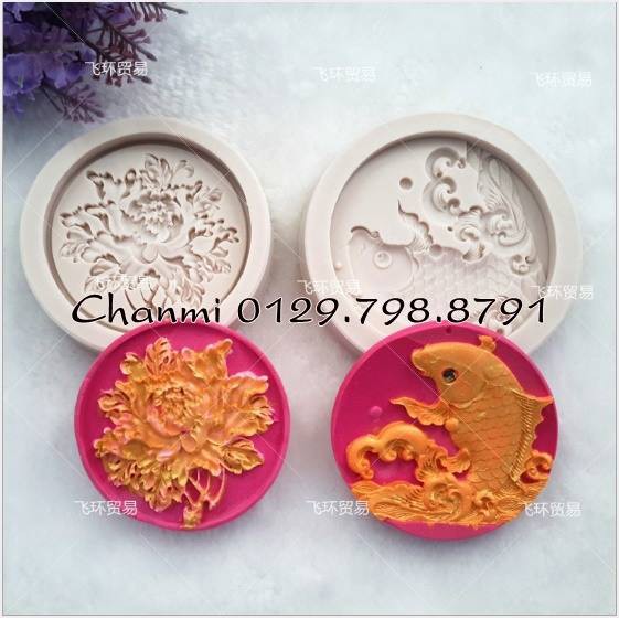 Khuôn 4D silicon- cá chép /mẫu đơn