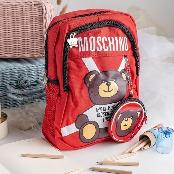 Ba Lô Vải Bố In Hình Gấu Moschino