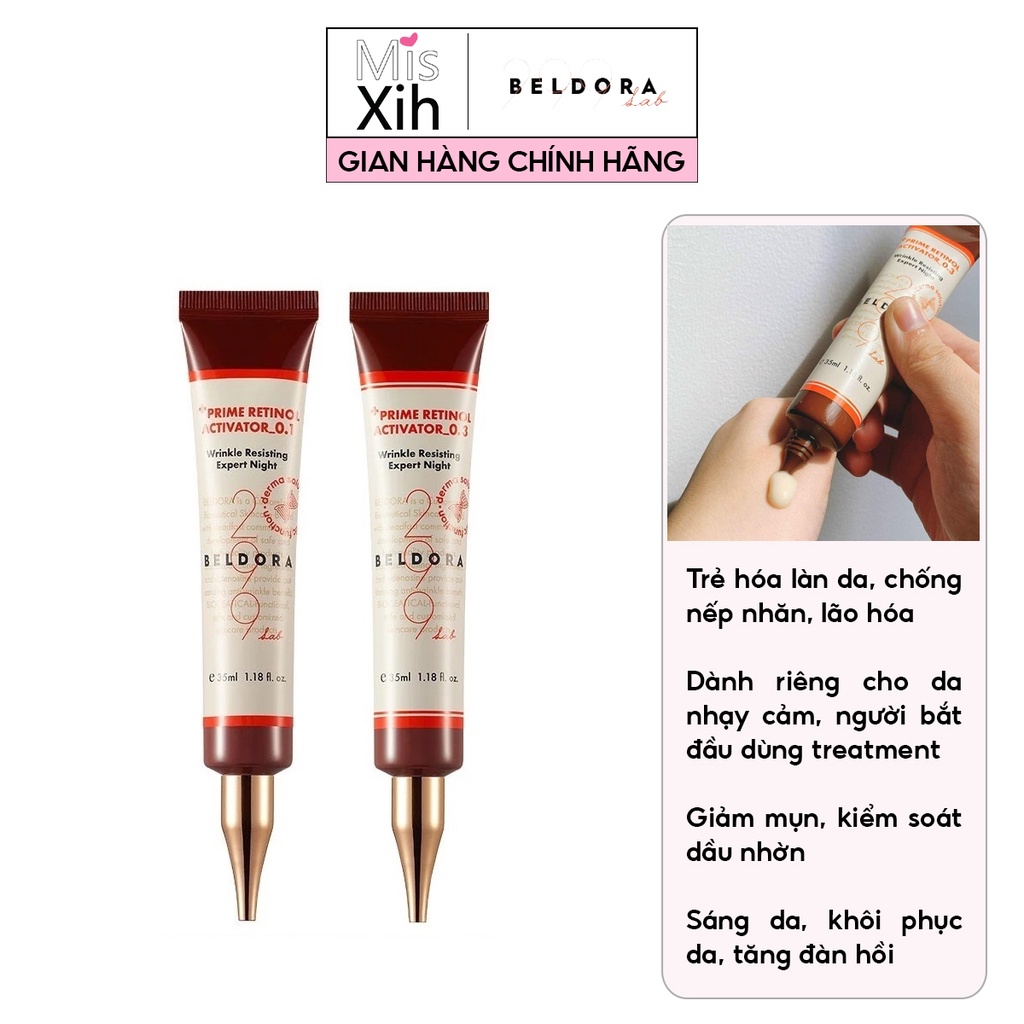 Kem Dưỡng Retinol 0.1 Trẻ Hóa Da, Giảm Nếp Nhăn Dành Cho Da Nhạy Cảm Beldora 299 Prime Retinol Activator 0.1 35ml