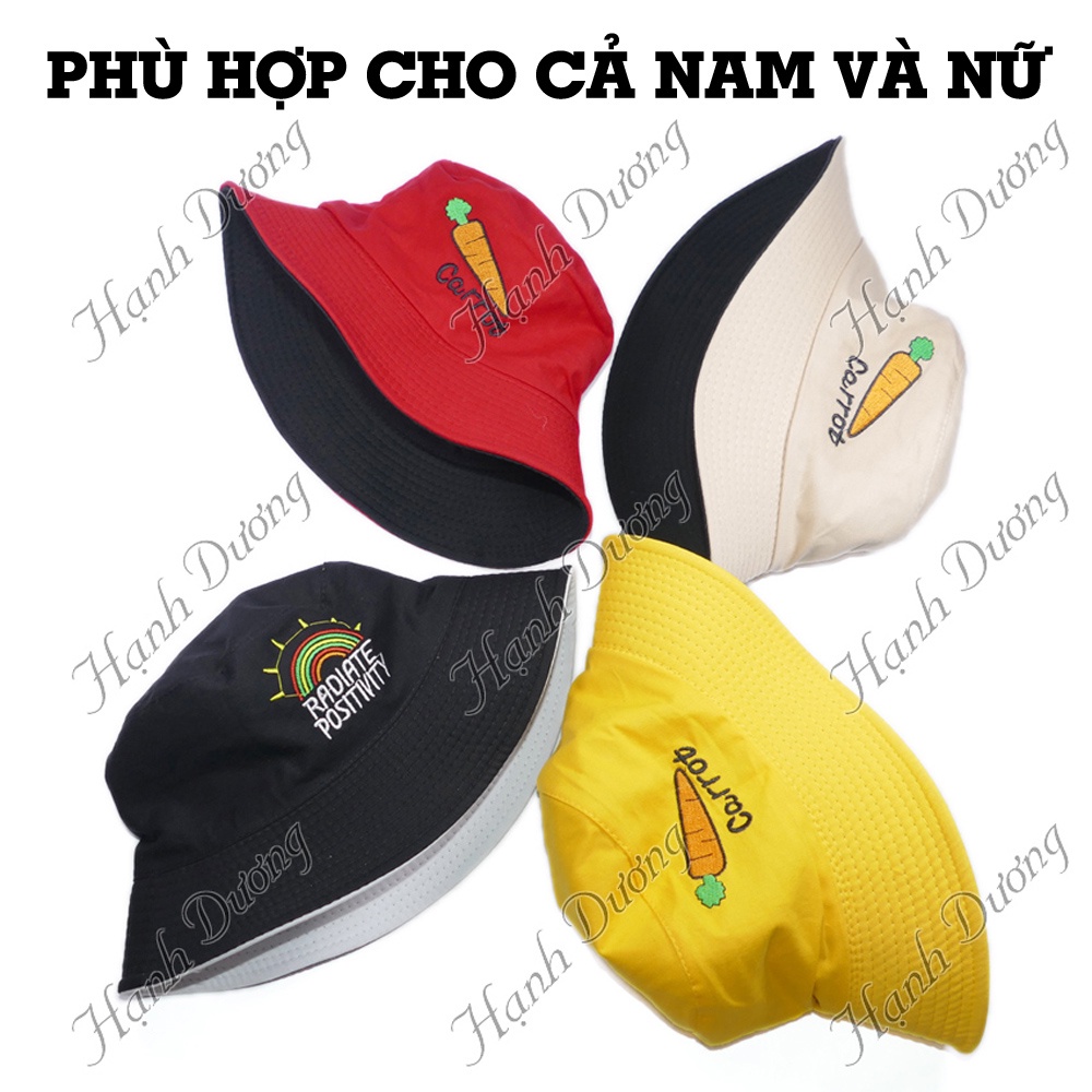 Nón bucket 2 mặt cà rốt cầu vồng mũ bucket mũ tai bèo 2 mặt cà rốt cầu vồng dùng cả nam nữ