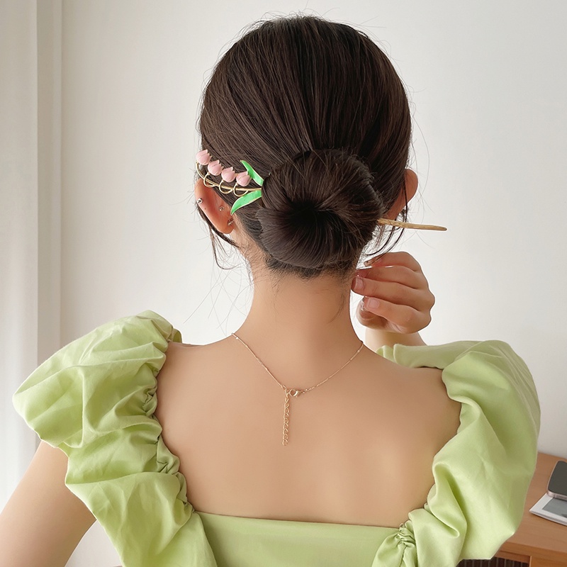 Kẹp Tóc Hình Hoa Tulip Bằng Kim Loại Thời Trang Hàn Quốc Cho Nữ