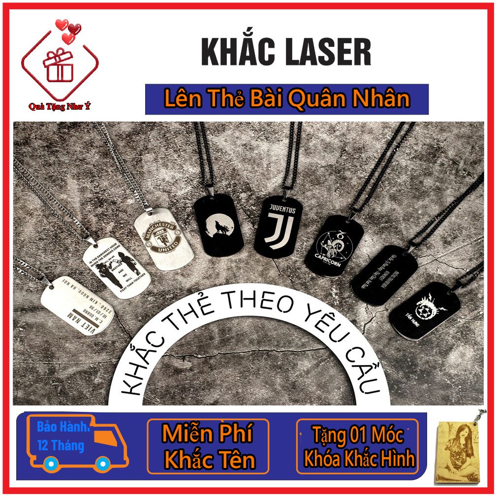 Thẻ Bài DOGTAG Khắc Tên Hình