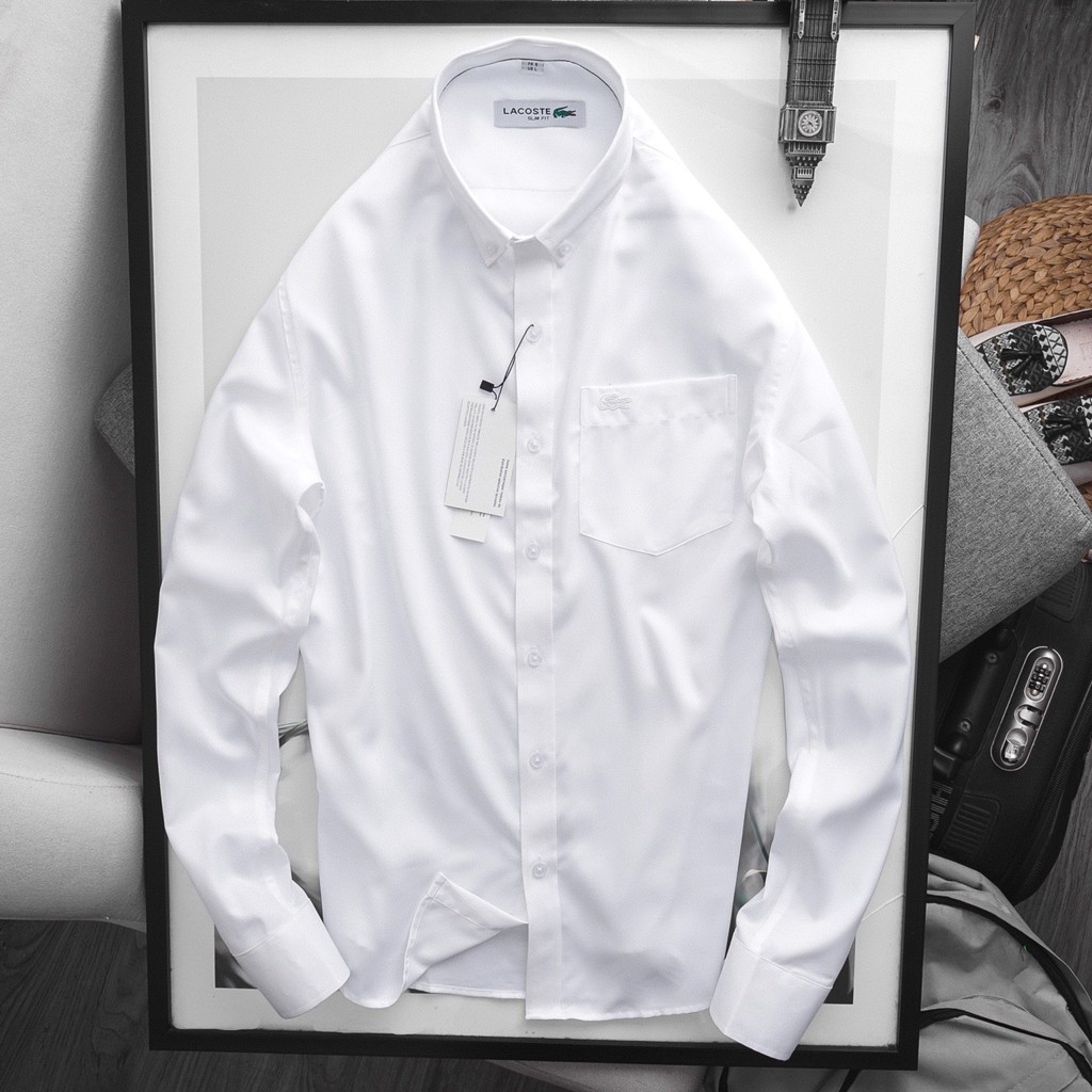 Sơ mi nam Lacost dài tay cổ bẻ cao cấp chất cotton thoáng mát D365-SM02 | BigBuy360 - bigbuy360.vn
