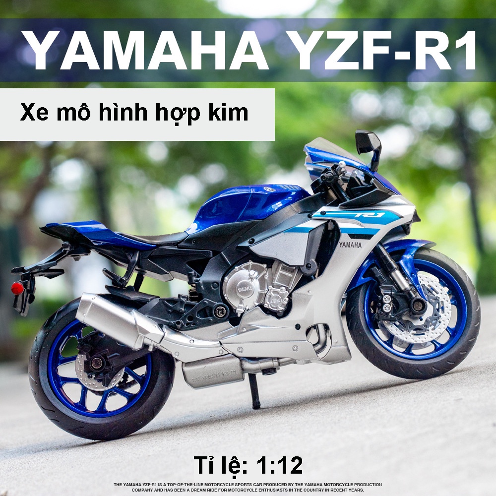 Mô hình xe Moto phân khối lớn Yamaha YZFR1 tỉ lệ 1:12 khung thép