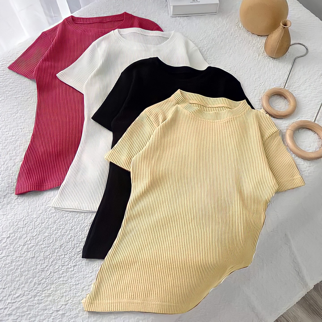 Áo phông ngắn tay / áo thun trơn cổ tròn chất gân đẹp dáng ôm body nhiều màu Shark Brand Sharks Sport