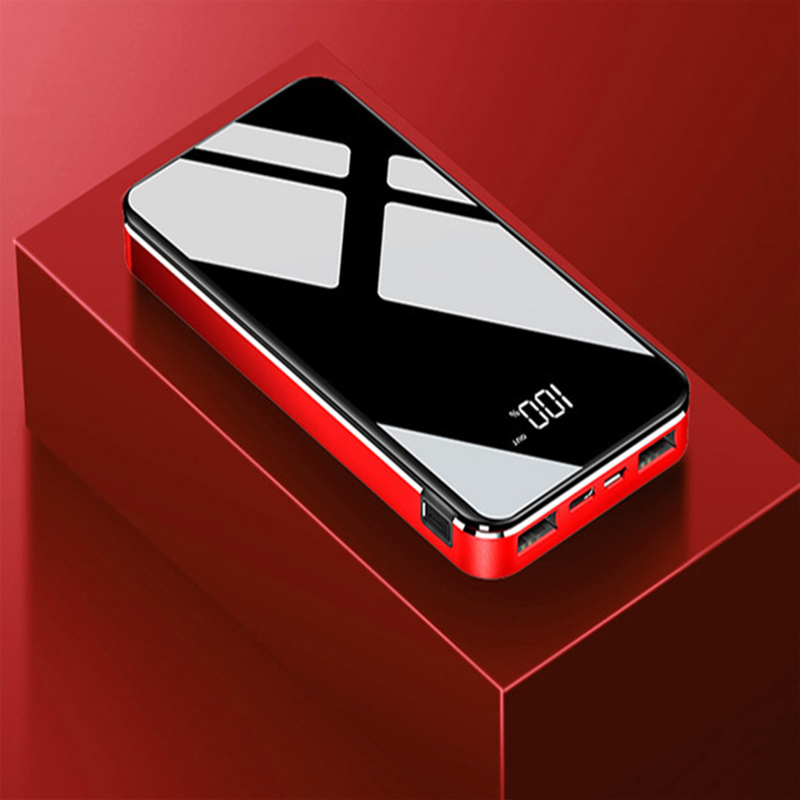 Sạc Pin dự phòng Sạc dự phòng 50000mah mặt gương đen nhanh 2 cổng USB Có đèn pin