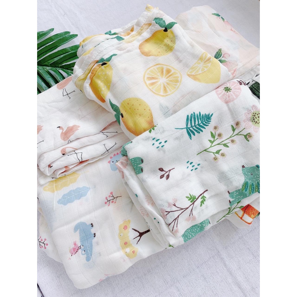Khăn Tắm Aden Sợi Tre, Khăn Quấn Bé 2 lớp 110x120cm