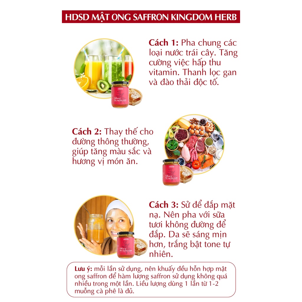 Mật ong saffron Kingdom thượng hạng, nhụy hoa nghệ tây mật ong nguyên chất hộp 311g