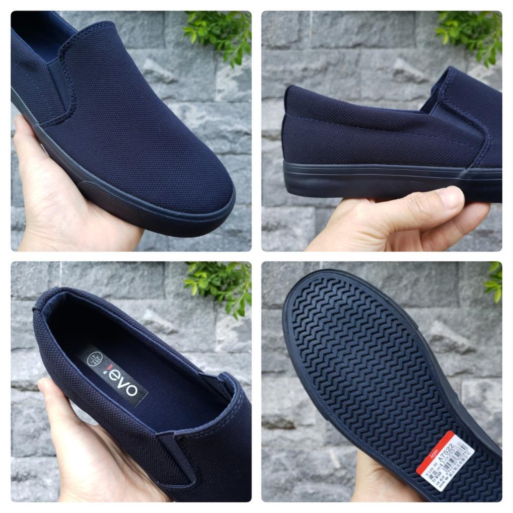 Slip on nam - Giày lười vải nam LEYO - Chất liệu vải polyester màu (đen) full và (xanh) than full - Mã SP A7522 JKK