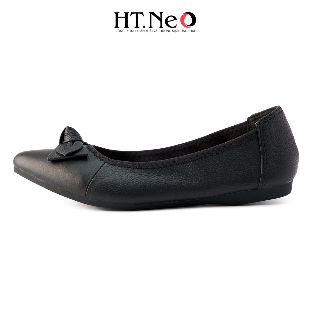 Giày bệt nữ HT.NEO Thiết kế da bò mềm mại, êm chân, kiểu dáng sành điệu đính nơ nổi bật NU97