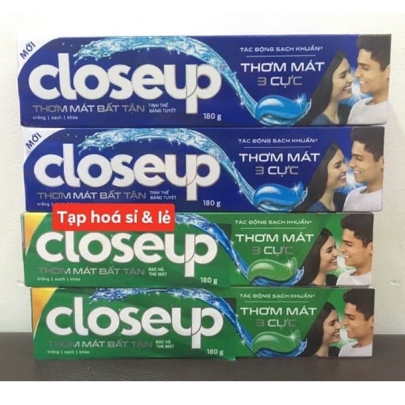 Kem Đánh Răng Closeup Bạc Hà The Mát/Tinh Thể Băng Tuyết 180g