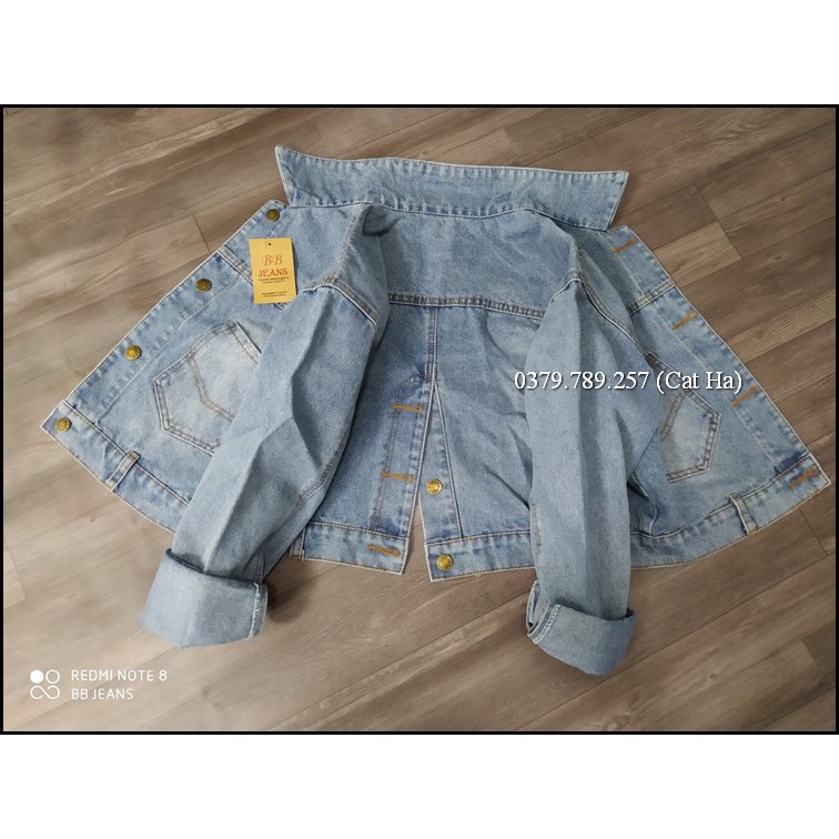 Aó khoác jean nữ xám xanh form dưới 58Kg basic trơn BB17