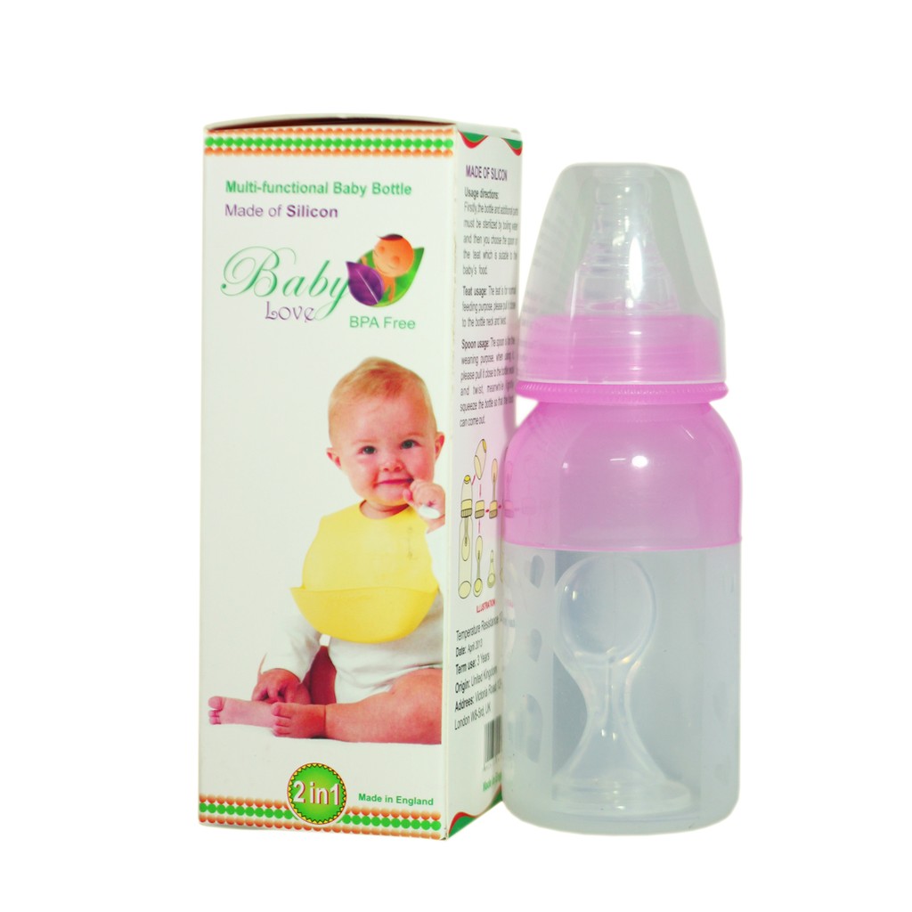 Bình sữa silicon  2 chức năng baby love 110 ml