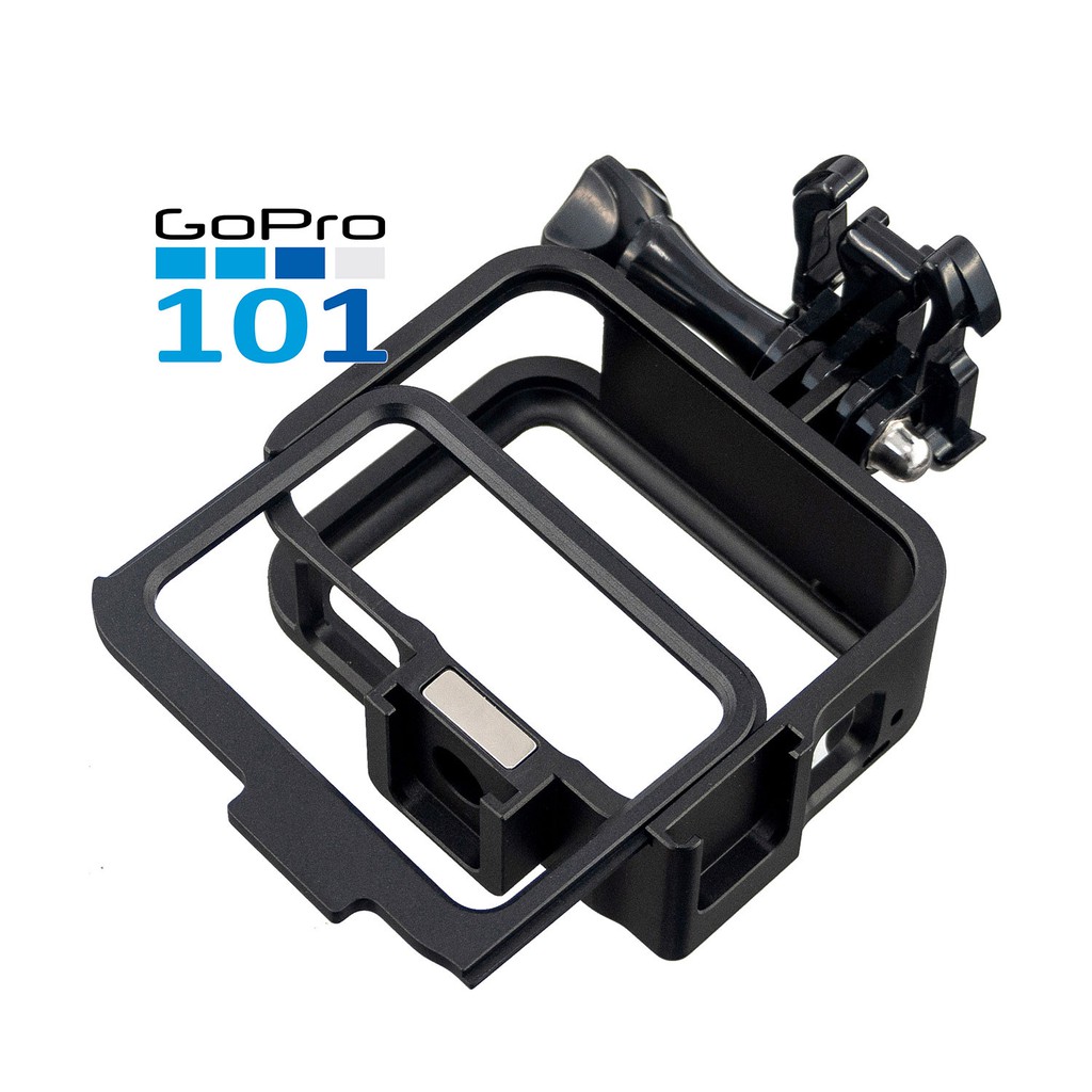 Case Thép CNC / Khung Nhựa bảo vệ cho Gopro 8 có chân ngàm hotshoe gắn phụ kiện media - GoPro101