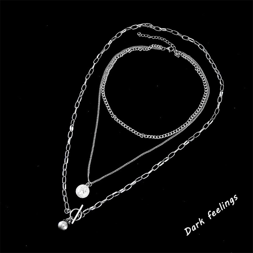 Vòng cổ dài nhiều lớp thun tay ngắn phong cách hip hop Hàn Quốc dành cho nam và nữ