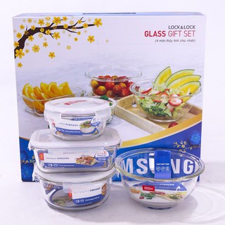 Bộ 4 thố thủy tinh Lock&Lock