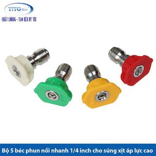 Béc phun - Đầu béc các góc gắn s.úng xịt rửa của máy rửa xe áp lực cao - Ren nối nhanh 1/4 inch