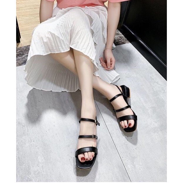 Sandal nữ quai ngang nữ đế vuông 3p cá tính thời trang hàng VNXK cao cấp - S33