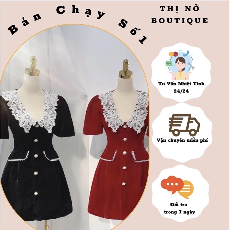 Đầm đỏ dự tiệc sang chảnh - đầm phối cổ ren hàng cao cấp ( freeship ) váy dự tiệc nữ tiểu thư (bigsize )