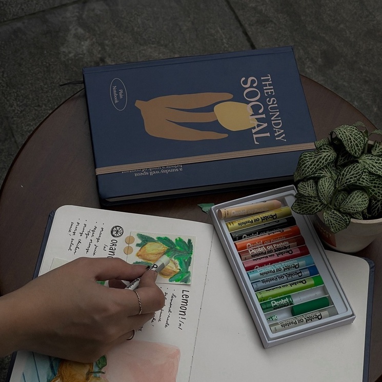 Sổ tay A5 CRABIT trơn, không dòng kẻ 130gsm thích hợp vẽ màu nước, bullet journal - HOA XANH Sunday Social