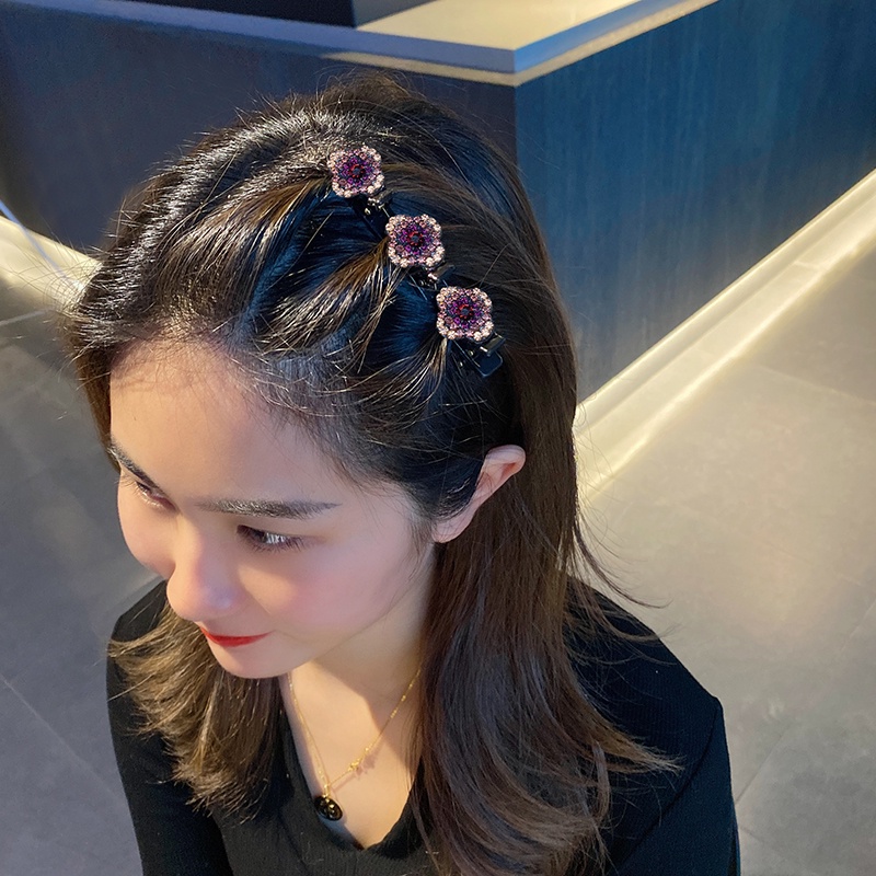 Kẹp Tóc Mỏ Vịt Hai Lớp Đính Đá Thời Trang Hàn Quốc