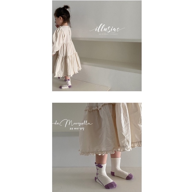 𝗦𝗵𝗼𝗽 𝗠𝗲̣ 𝗕𝗼𝗯 𝟴𝟲 - Set 5 Đôi Tất Cotton Phong Cách Hàn Quốc Họa Tiết Hoa Tím Vintage Cho Bé Gái (1-12 tuổi)