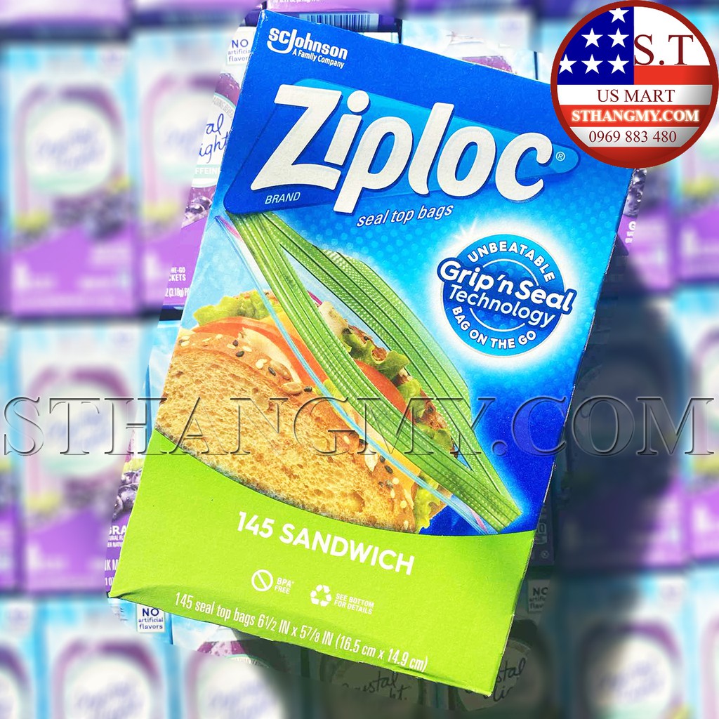 Túi zip dùng ngăn mát + đông đựng thực phẩm Ziploc size vừa + lớn