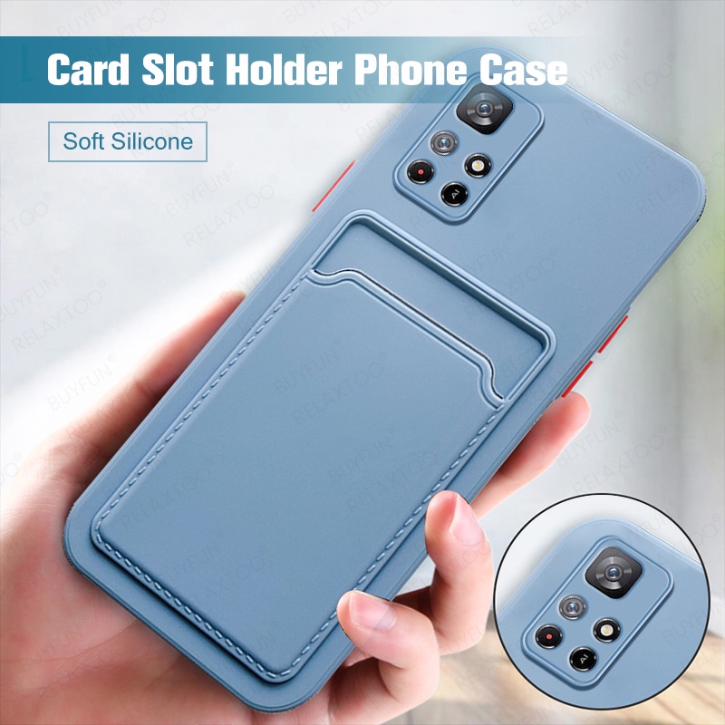 Ốp Điện Thoại Silicon Mềm Siêu Mỏng Chống Sốc Có Ngăn Đựng Thẻ Cho Xiaomi Redmi Note 11 Pro 4G 5G Global 11S 10S Note 10 Pro Max 4G
