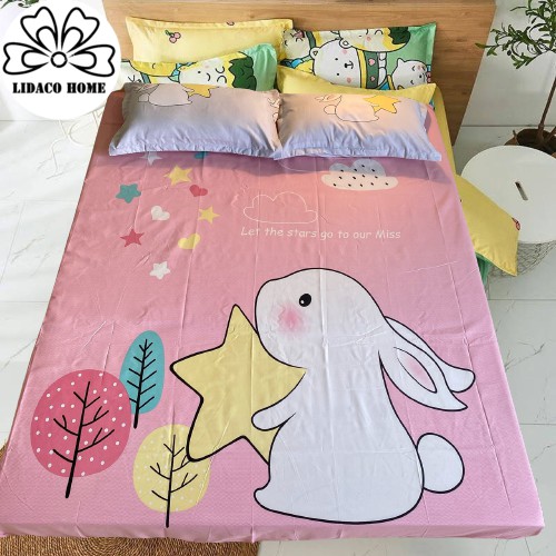 Bộ Ga Gối Cotton Tina LIDACO cho bé  - Thỏ Sao