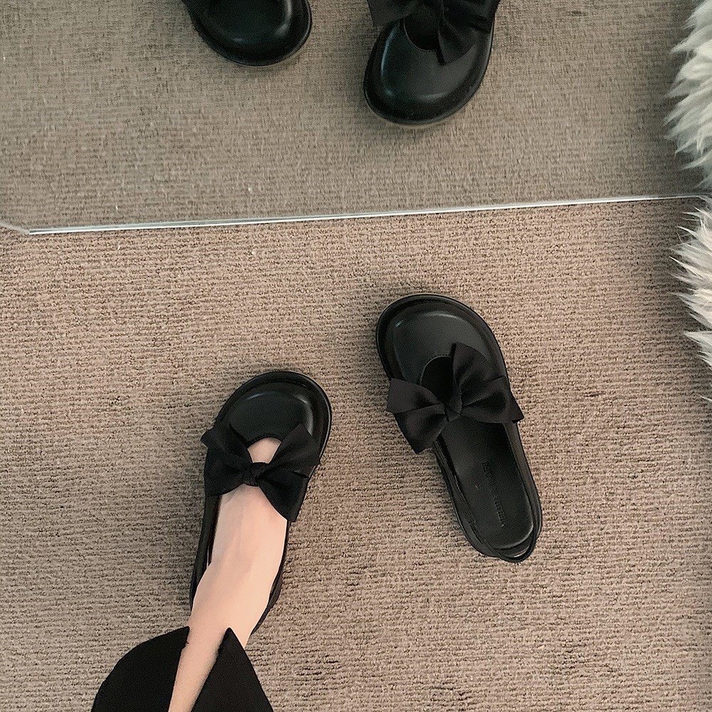 Giày Sandal Mary Jane Đế Bằng Đính Nơ Thời Trang Mùa Hè 2022 Mới Cho Nữ