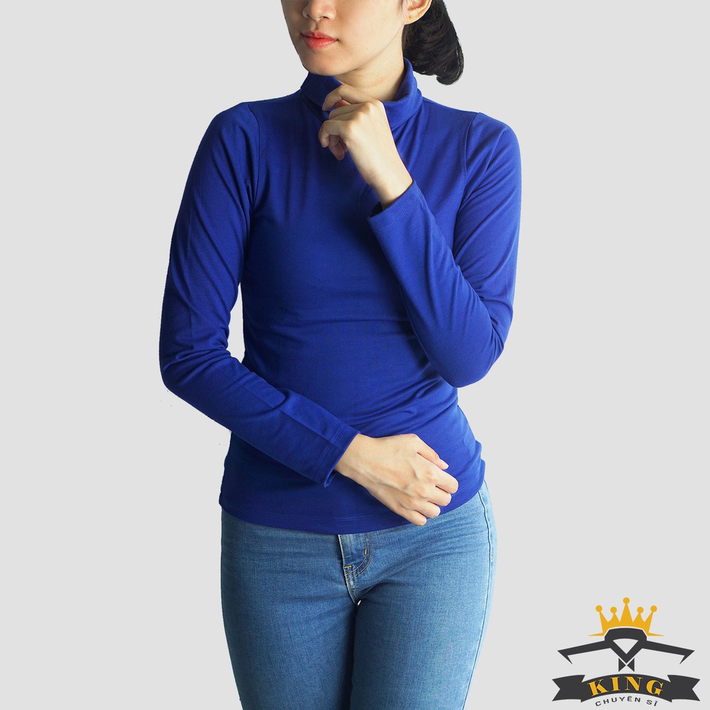 Áo cổ lọ nữ tay dài TINY KING hàn quốc cổ cao giữ nhiệt tốt chất thun COTTON co giãn thấm hút giá rẻ