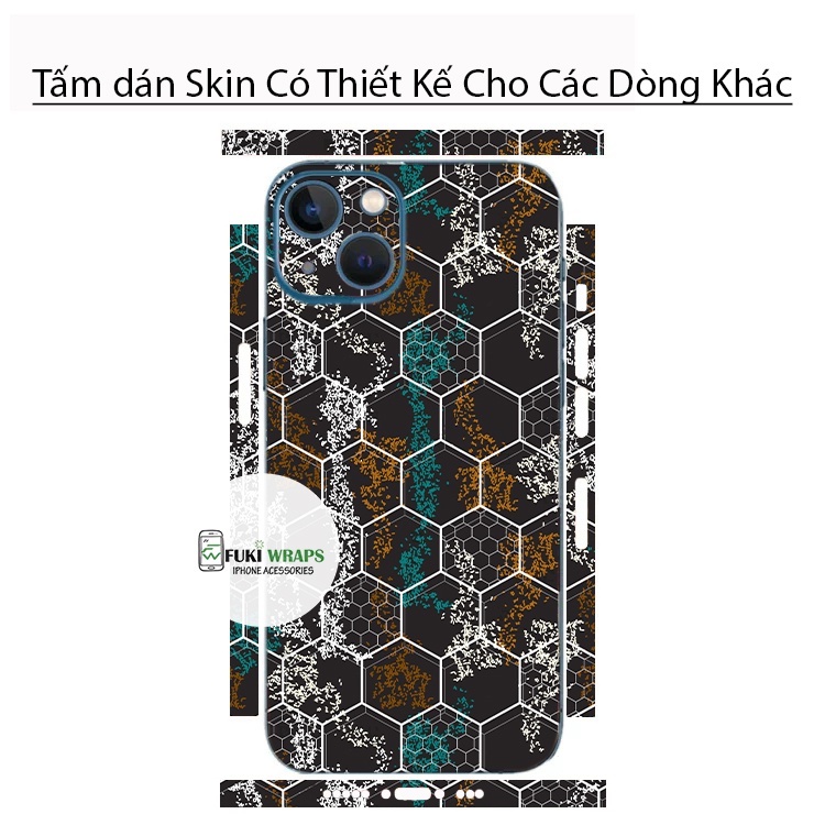 Tấm dán Skin Mặt Sau Hình Lục Giác FULL VIỀN Dành Cho13prm , 12prm , 11prm , x, xs,xsm , ip11 , ip12 , ip13 - FukiShop