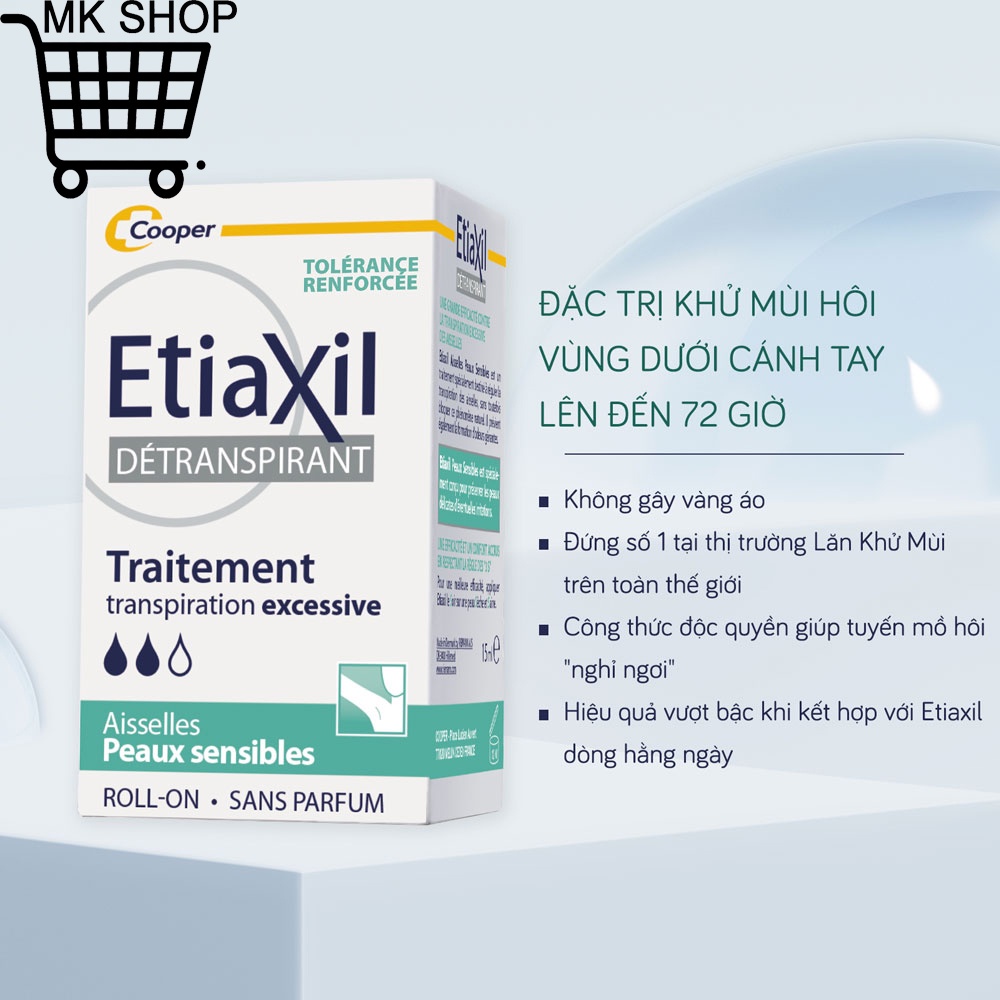Lăn khử mùi etiaxil nội địa pháp 15ml khử mùi ngăn mồ hôi hiệu quả