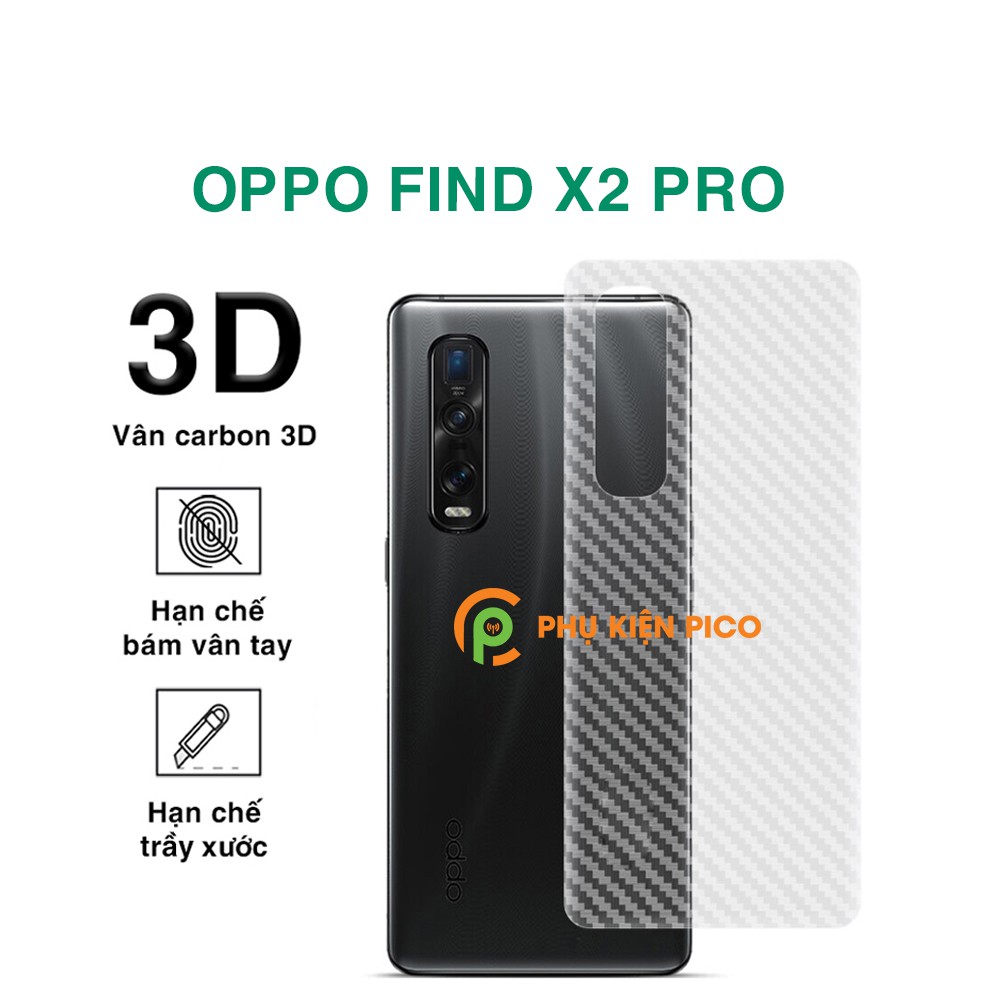 Dán lưng Find X2 Pro trong suốt nổi vân Carbon 3D tản nhiệt tốt - Dán lưng vân Carbon Oppo Find X2 Pro