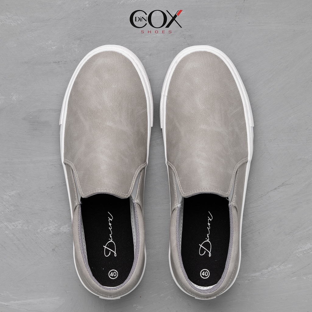 Giày Lười Sneaker Da Nam DINCOX C38 Đơn Giản, Lịch Lãm Grey