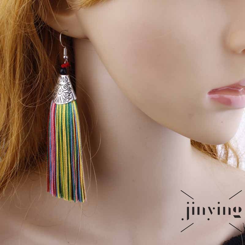 GETNOIVAS Đôi hoa tai tua rua dài thời trang dành cho nữ