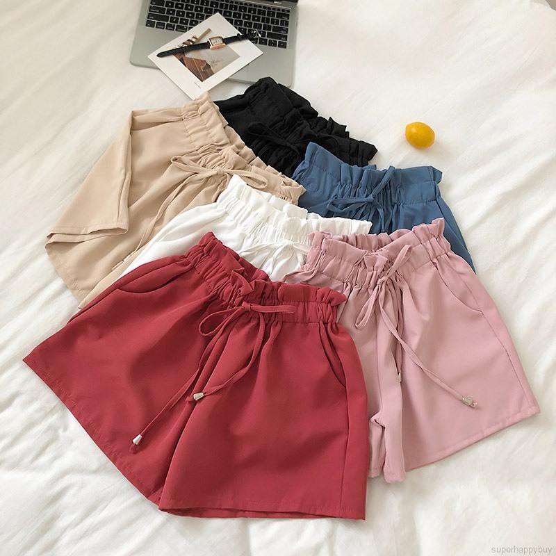 Quần short nữ ống rộng lưng cao