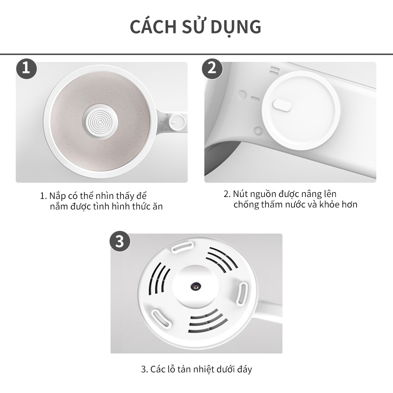 Nồi lẩu điện đa năng Simplus Chảo điện chống dính 1.5L đa chức năng, điều chỉnh nhiệt độ,lẩu điện nhỏ, tay cầm dài