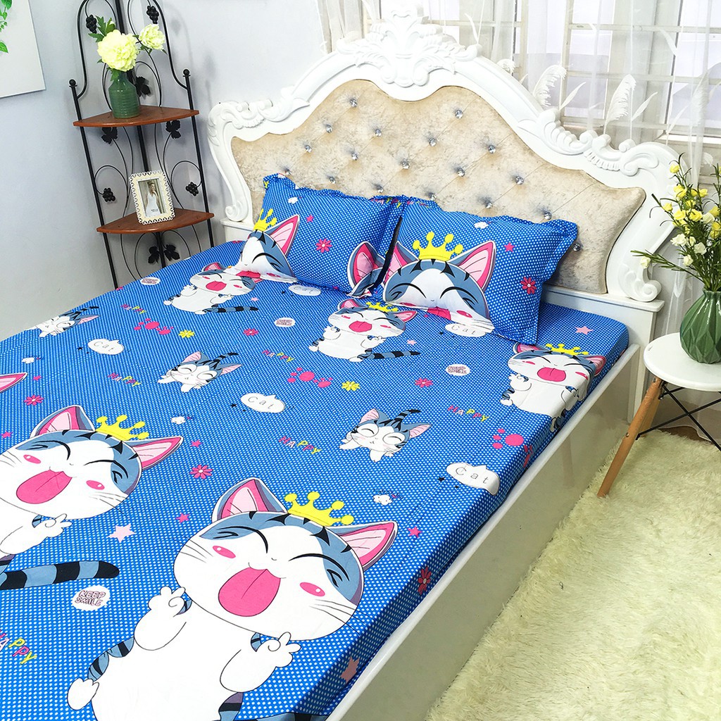 Bộ Ga Gối Cotton Poly Mẫu MÈO THẦN TÀI Dành Cho Các Bé Nhà Mình Cực Xinh Cực Ngầu Nè Cả Nhà