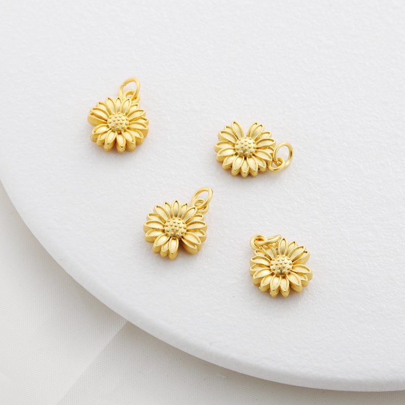 Mặt Dây Chuyền Bằng Đồng Mạ Vàng 18k Dày 12mm Hình Hoa Hướng Dương Nhiều Màu Sắc