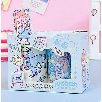 Combo Washi Tape Hộp 2 Cuộn To Dài 5m 🌸ẢNH THẬT🌸 Washi Họa Tiết Đáng Yêu Trang Trí DIY