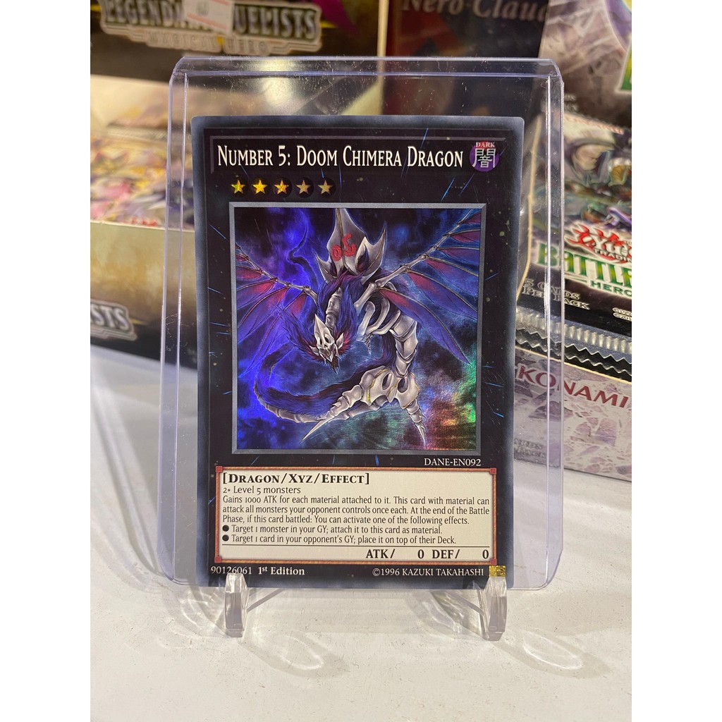 Lá bài thẻ bài Yugioh Number 5 Doom Chimera Dragon - Super Rare - Tặng bọc bài nhựa bảo quản