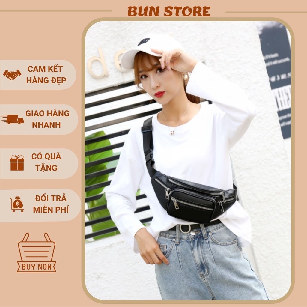 Túi bao tử da nam nữ Bun Store đeo chéo đeo hông thời trang đi chơi cá tính cute