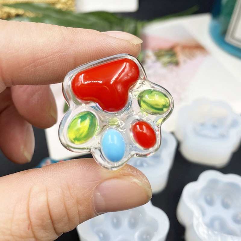 Khuôn Silicone Hình Dấu Chân Mèo Làm Móc Khóa