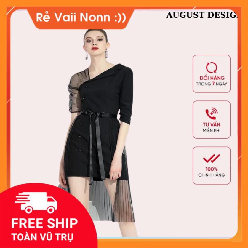 ba Đầm đen phối ren vai cao cấp , cổ lệch , ren dập ly có thể tháo rời BY AUGUST DESIGN ka
