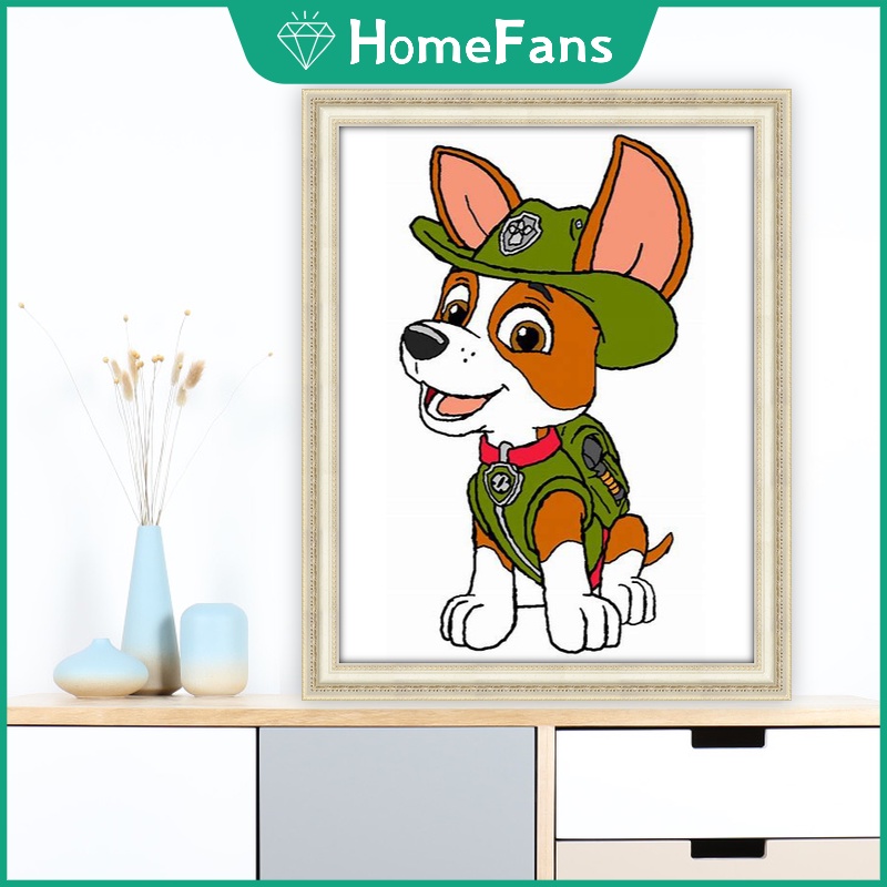 Bộ Tranh Đính Đá 5D Tự Làm Hình Chú Chó Tuần Tra 40x50cm Trang Trí Nhà Cửa