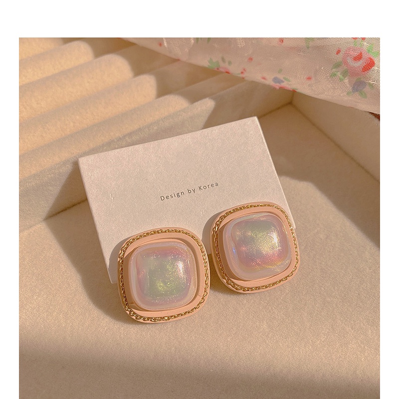 Bông Tai Mạ Bạc 925 Kiểu Hình Vuông Màu Kẹo Ngọt Phong Cách Hàn Quốc Thời Trang Mới S925 Dành Cho Nữ
