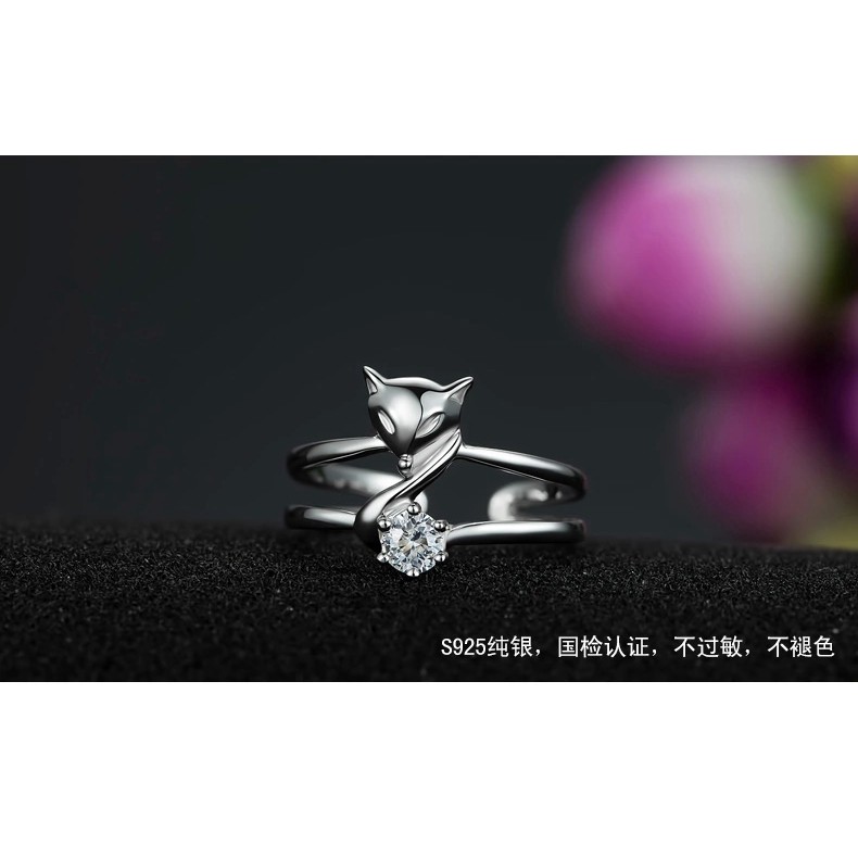 Nhẫn Hợp Kim Hình Cáo Đính Đá Xinh Xắn